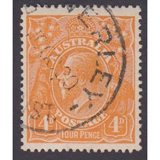 Australian    King George V    4d Orange   Single Crown WMK Plate Variety 2R38